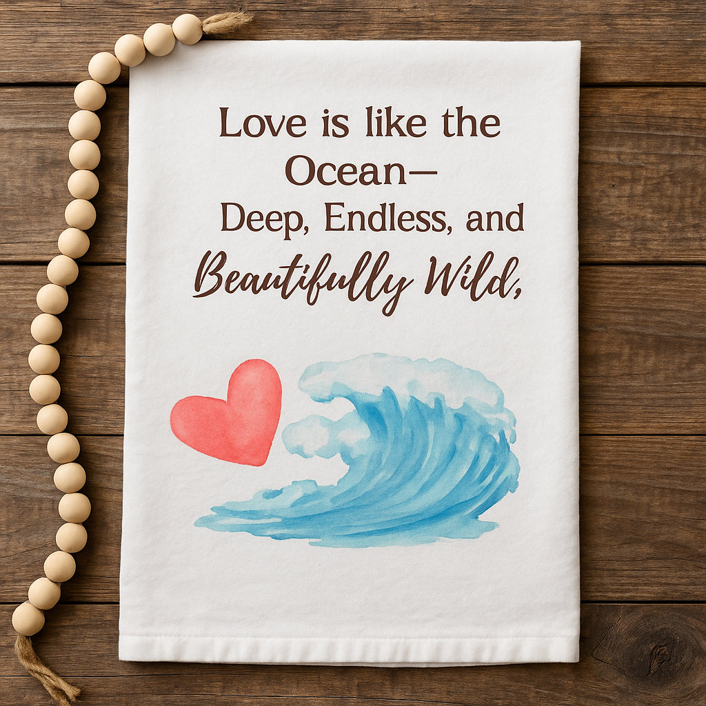 Love is like the ocean - deep, endless, and beautifully wild. Organic –  Hazel Hearth and Harbor, image size:1024x1024