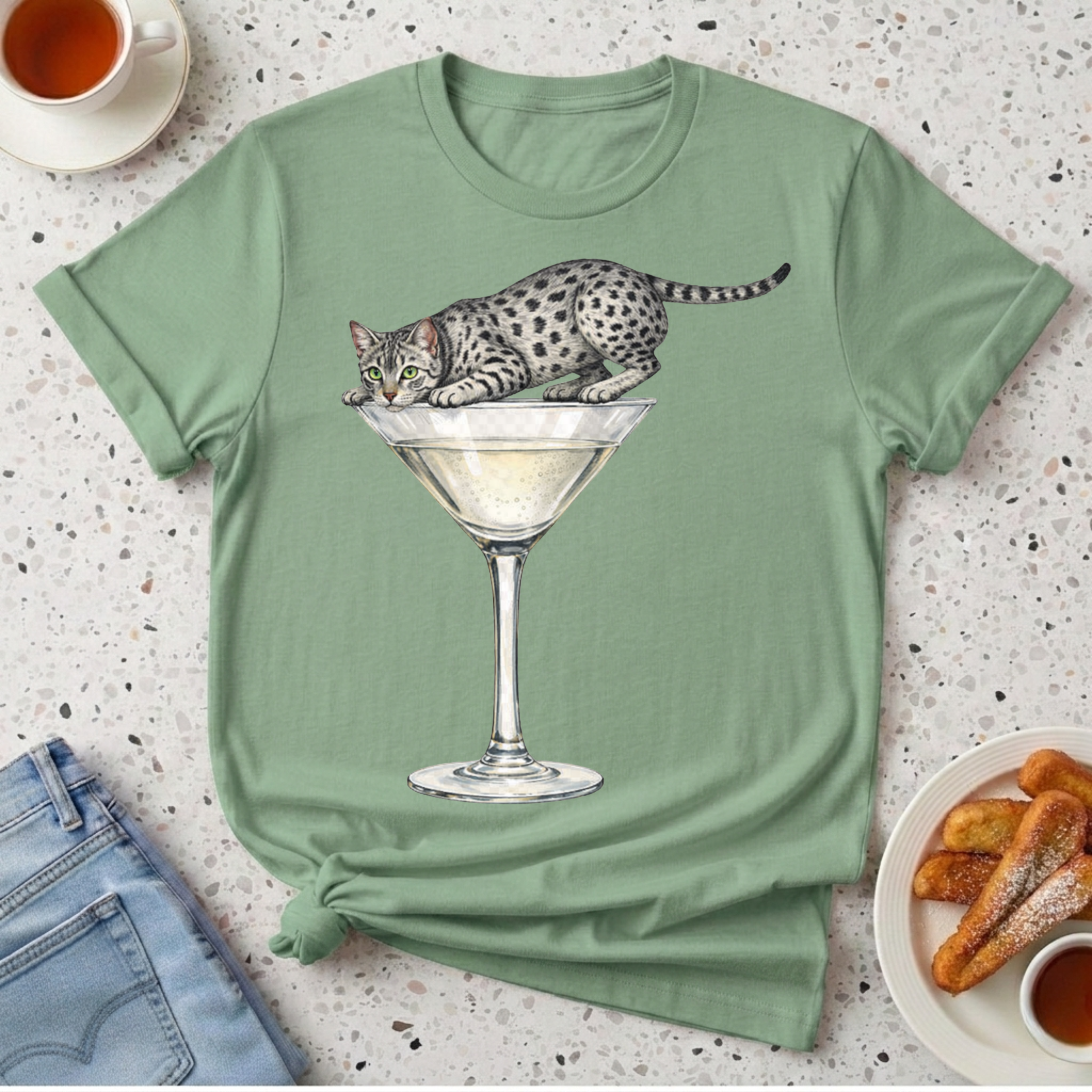 Egyptian Mau Martini T-Shirt